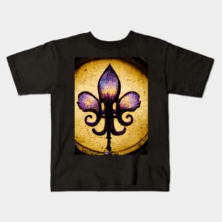 Gold and Purple Fleur De Lis on Lamp Post Kids T-Shirt